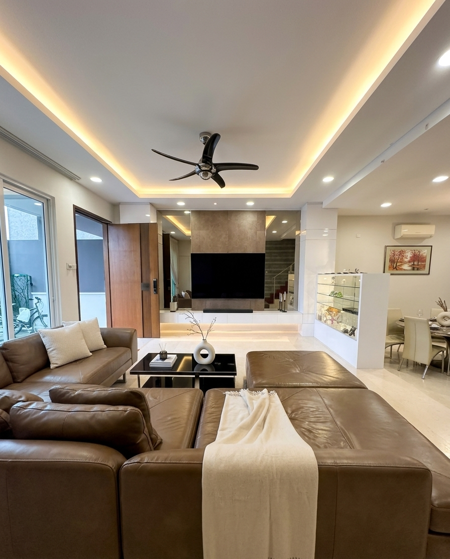 Living hall of Seletar Hills terrace house