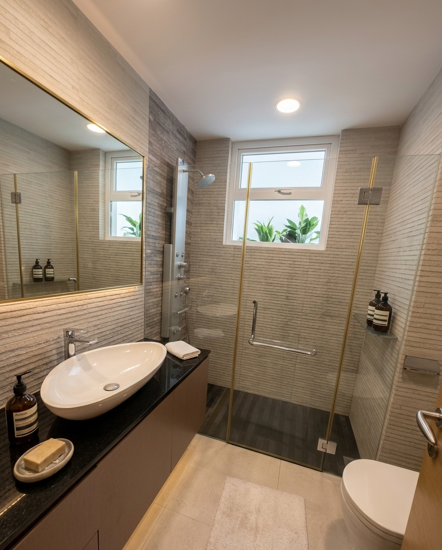 Master bathroom of Seletar Hills terrace house