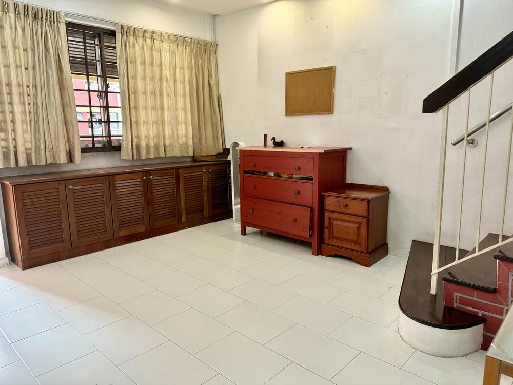 Original-condition living area of the Sin Ming maisonette
